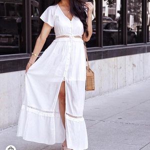 Boho white maxi dress